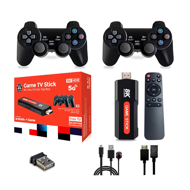 Q9 Max & X2 8K Ultra HD Game TV Stick – Dual-System Media Player with 10,000+ Retro Games, Android TV, WiFi 6, Wireless Controllers, and 8K HDR Streaming