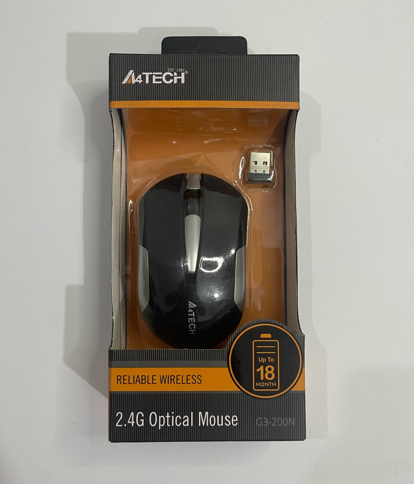 A4Tech G3-200NS 2.4G Wireless Silent Click Mouse - 1200 DPI Optical Sensor, Symmetric Ergonomics