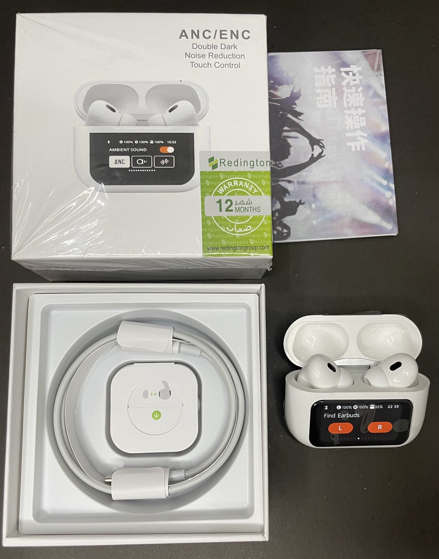 Airpods A9 Pro 5th Gen Digital Display ANC+ENC + Wisdom Screen + Ear Detection Light Sense Earbuds