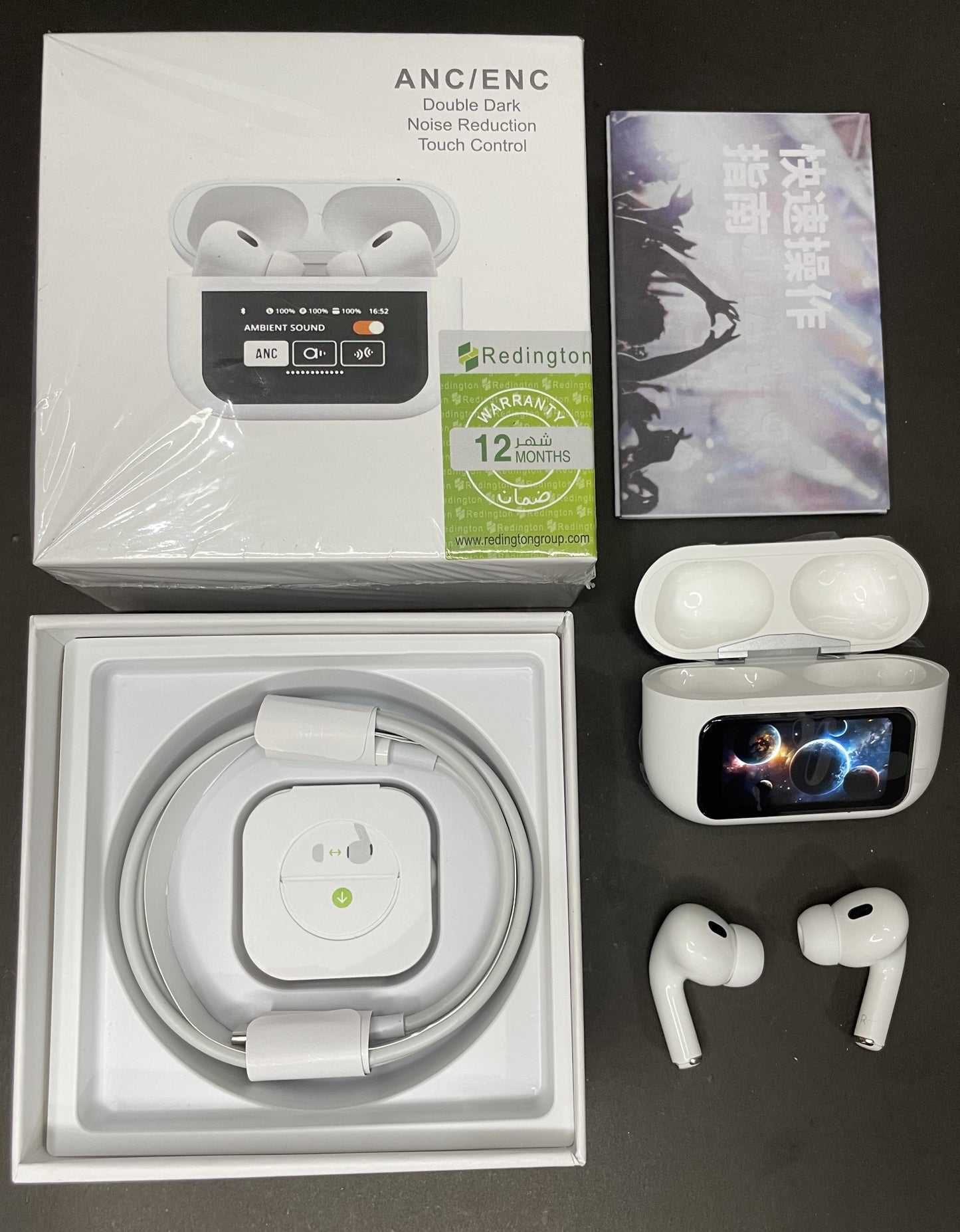 Airpods A9 Pro 5th Gen Digital Display ANC+ENC + Wisdom Screen + Ear Detection Light Sense Earbuds