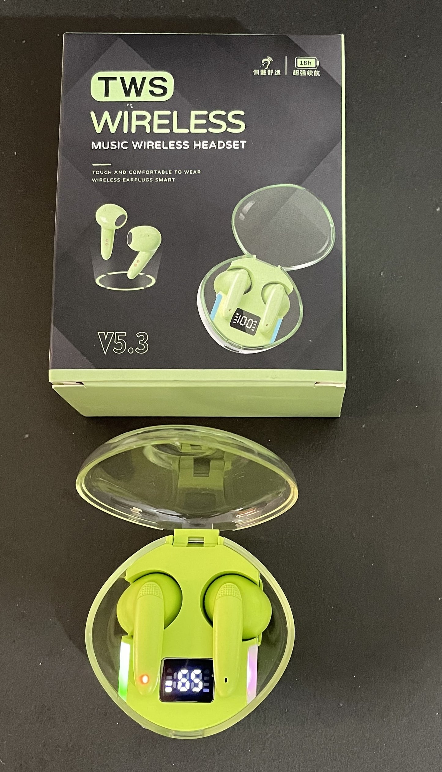 TWS Wireless V5.3+EDR Transparency Headphones with ENC and LED Power Digital Display Stereo Sound Earphones