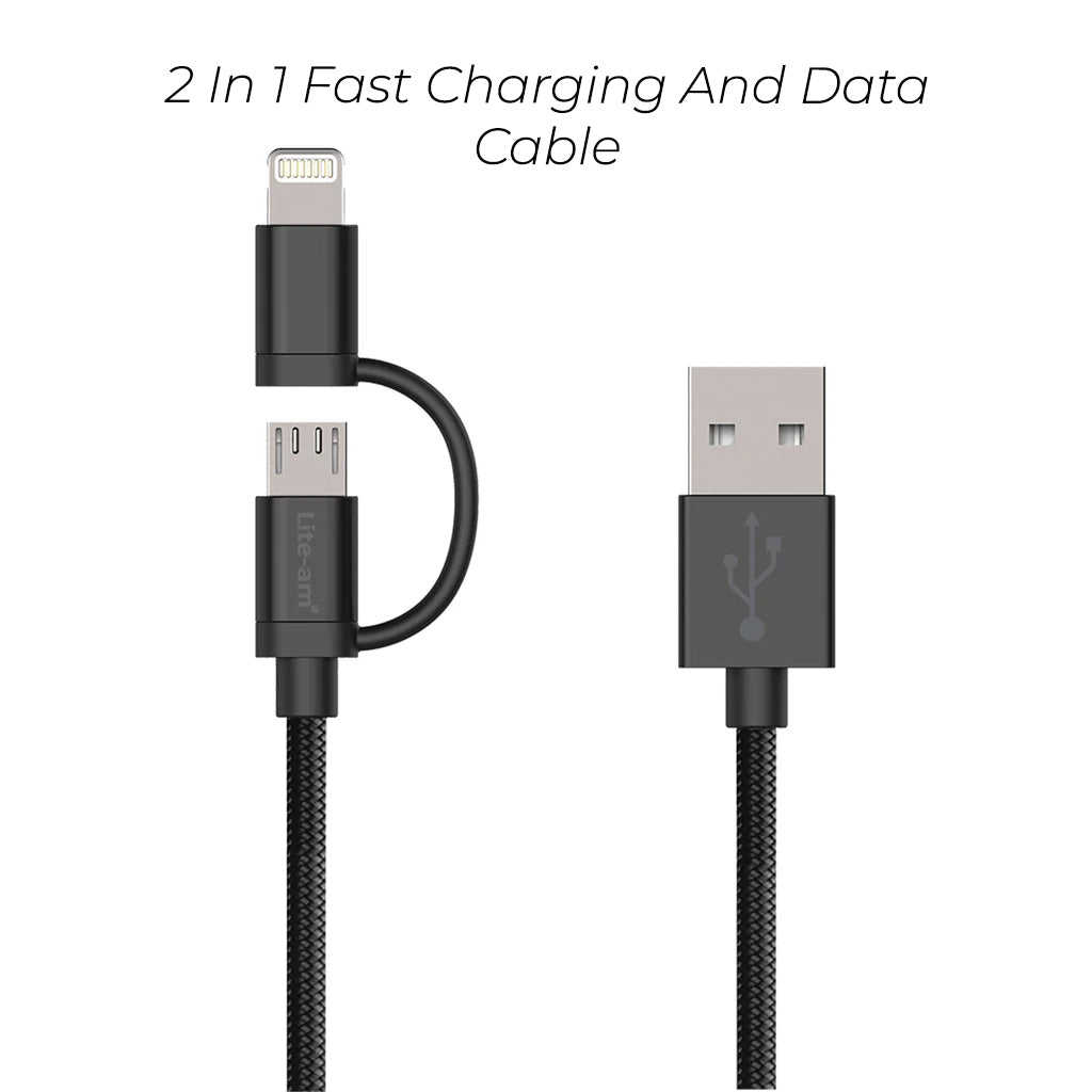 2 In 1 USB Cable Micro USB And Lightning Cable For iPhone & Android