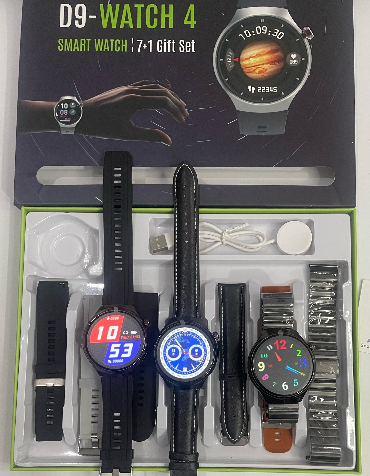 D9 Watch 4 Smart Watch 7 in 1 with 49mm OLED Display, Wireless Charging, AI Voice, Multi-Sport Mode