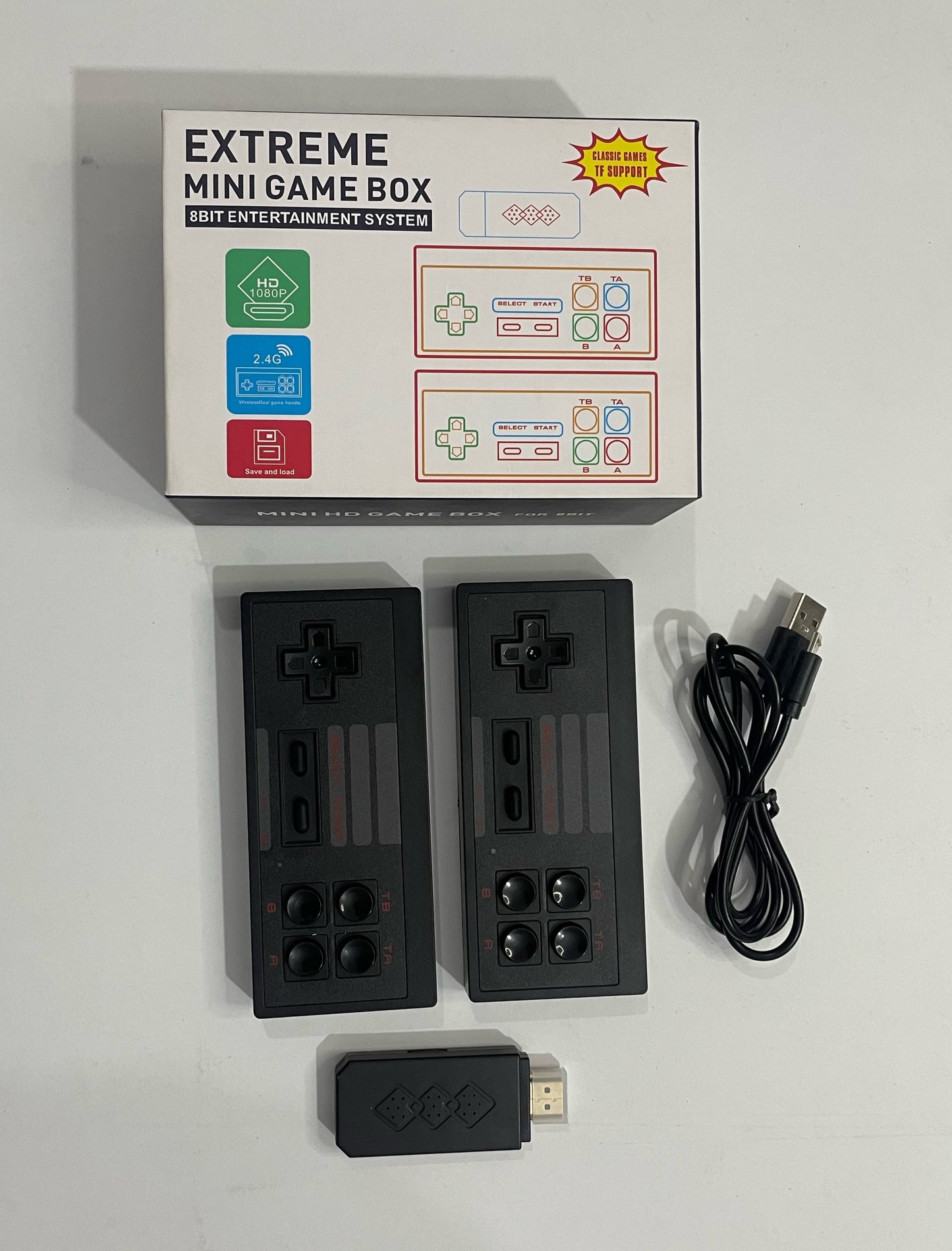 Extreme Mini 8 Bit Game Box – Wireless Retro Gaming Console with 818+ Classic NES Games, HDMI Plug & Play, Multiplayer Support