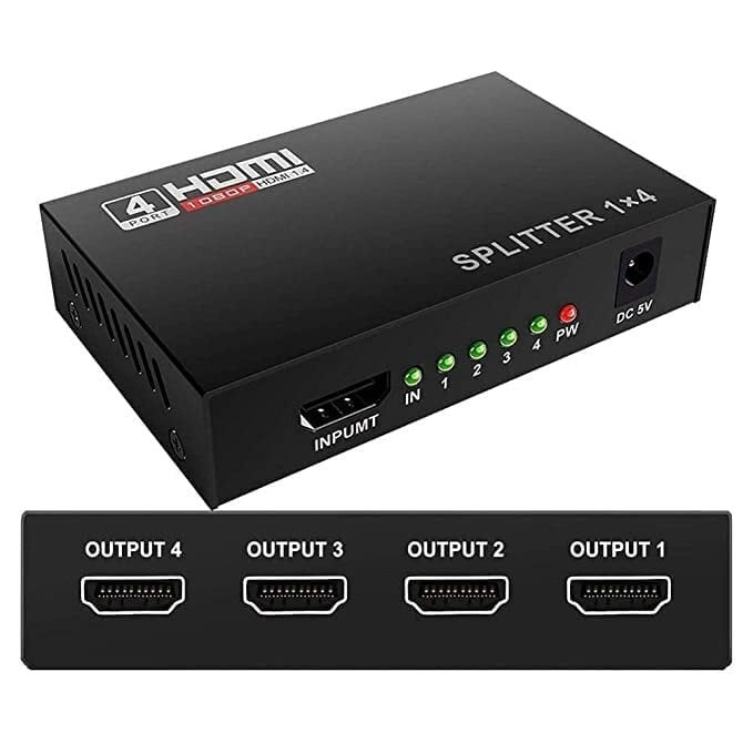 HDMI Splitter 1 In 4 Out | 4K Ultra HD 1080p | HDMI 1.4v with 3D Support and DTS-HD Audio