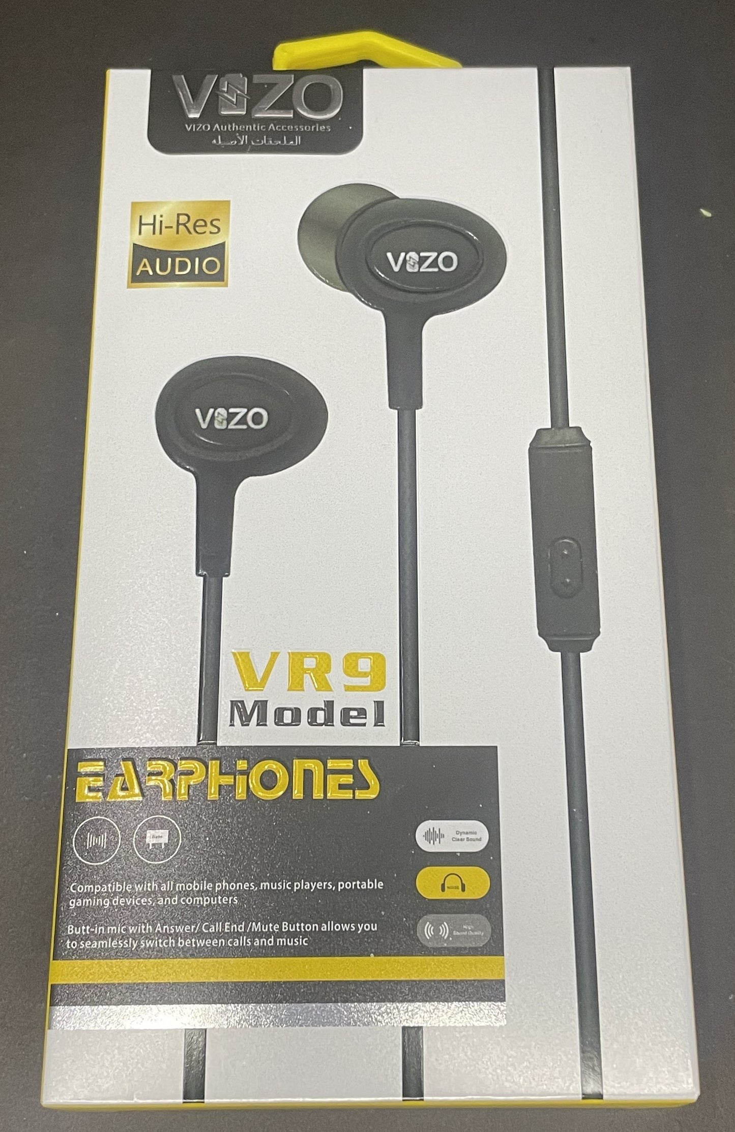 VIZO VR9 GAMING HANDFREE. SUPER BASS 5U COPPER SPEAKER. GLOSSY LOOKS SMART BASS. METAL SMART JACK.