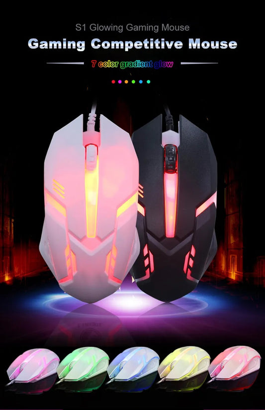 LIMEIDE S1 Sports LED Luminous Backlit Wired Mouse - 1200 DPI Ergonomic Optical Gaming Mouse