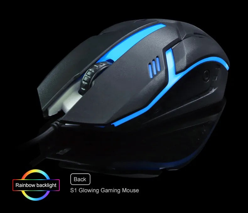 LIMEIDE S1 Sports LED Luminous Backlit Wired Mouse - 1200 DPI Ergonomic Optical Gaming Mouse