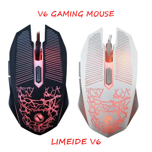 Limeide V6 Gaming Mouse with Seven-Color LED Dazzle - 1800 DPI Optical Engine With 6 Buttons