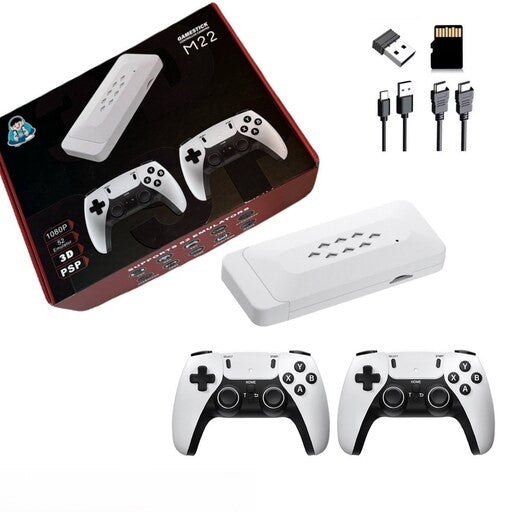 M22 4K Retro Game Stick – 35,000+ Built-in Games, Dual Wireless Controllers, 64GB TF Card, HD Output, Multi-Emulator Support, and 50+ Retro Gaming Platforms