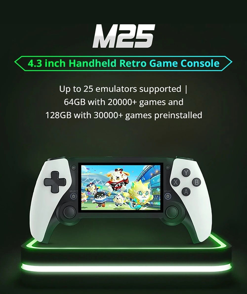 M25 Retro Handheld Game Console – 2024 Edition, 20,000+ Classic Games, 4.3-Inch IPS HD Display, 64GB Expandable Storage, 3000mAh Battery, TV Connectivity