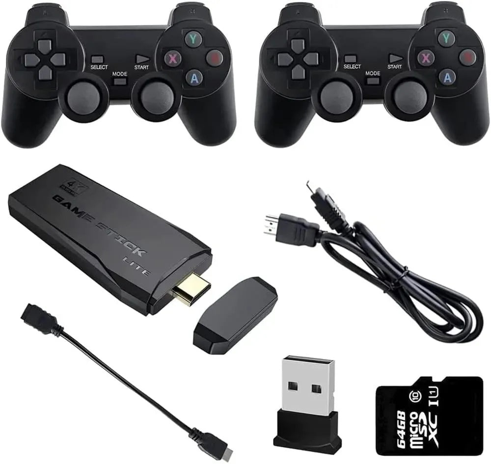 M8 4K Game Stick Console with 20000+ Retro Games | Wireless Controllers | HDMI Output | 64GB TF Card | Quad-Core Gaming Stick