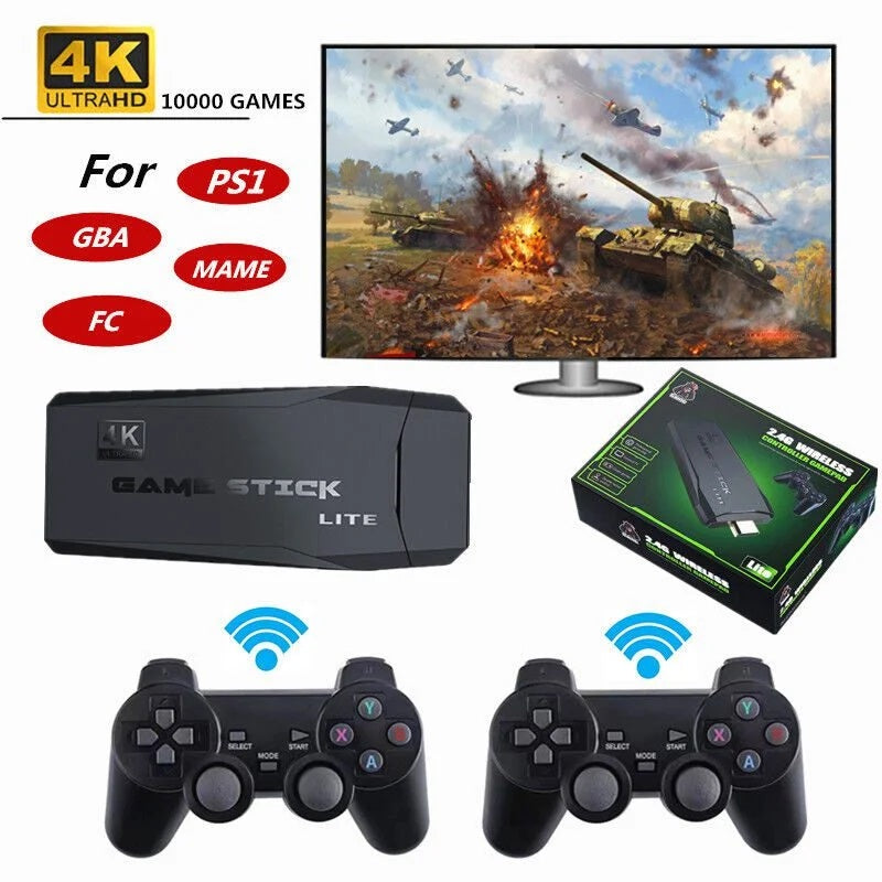 M8 4K Game Stick Console with 20000+ Retro Games | Wireless Controllers | HDMI Output | 64GB TF Card | Quad-Core Gaming Stick