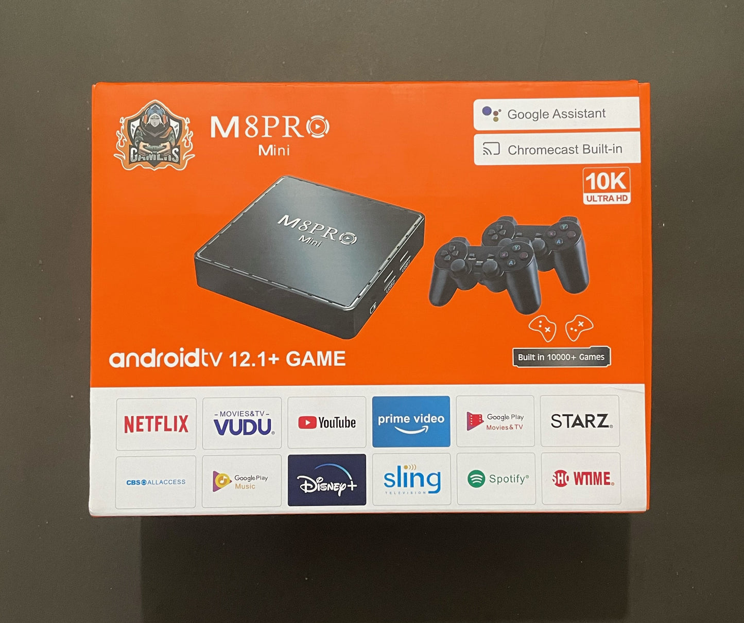 M8 Pro Mini Retro Game Console – 8K Ultra HD Dual-System TV Box with 10,000+ Pre-installed Games, Wireless Controllers, and Android 12.1