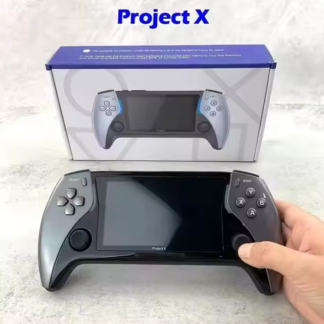 PROJECT-X Handheld Game Console | 4.3-Inch IPS Screen, 40,000+ Games Preinstalled, Portable HD Gaming with Multimedia Support | TV Connection, Long Battery Life