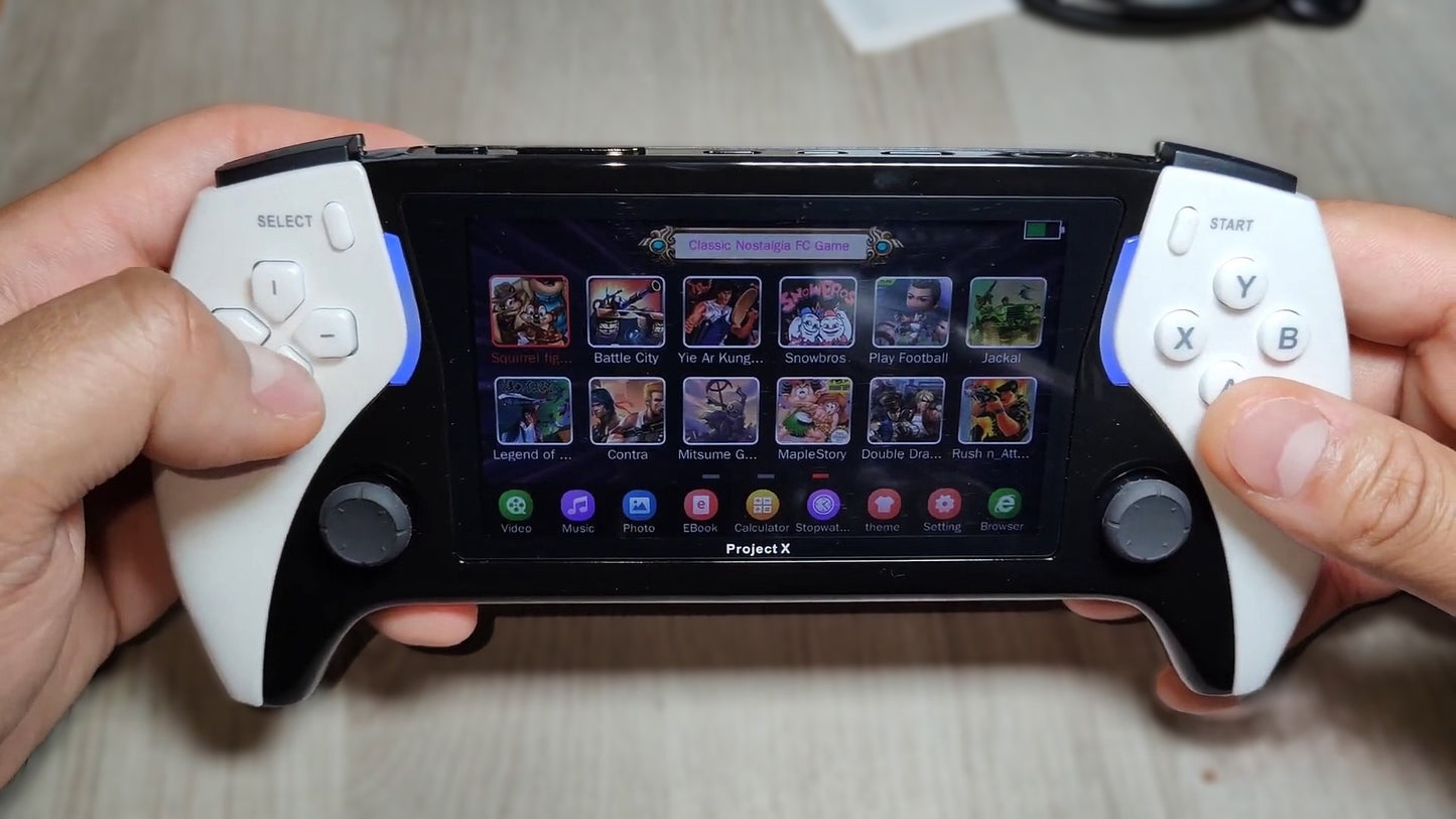 PROJECT-X Handheld Game Console | 4.3-Inch IPS Screen, 40,000+ Games Preinstalled, Portable HD Gaming with Multimedia Support | TV Connection, Long Battery Life