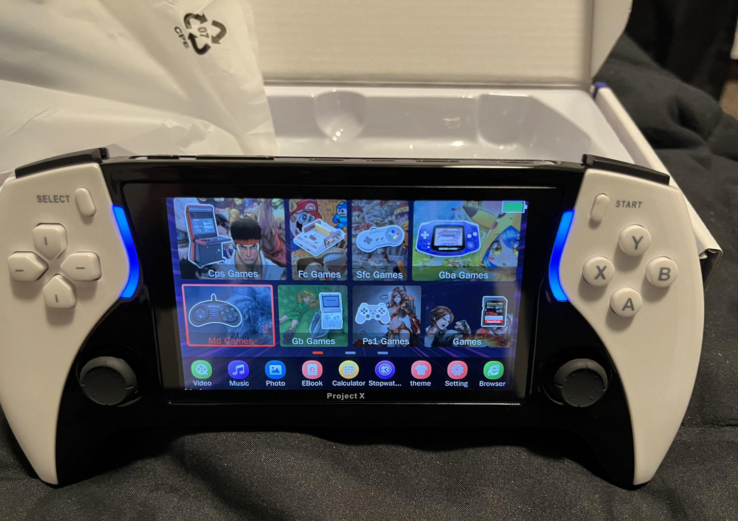 PROJECT-X Handheld Game Console | 4.3-Inch IPS Screen, 40,000+ Games Preinstalled, Portable HD Gaming with Multimedia Support | TV Connection, Long Battery Life