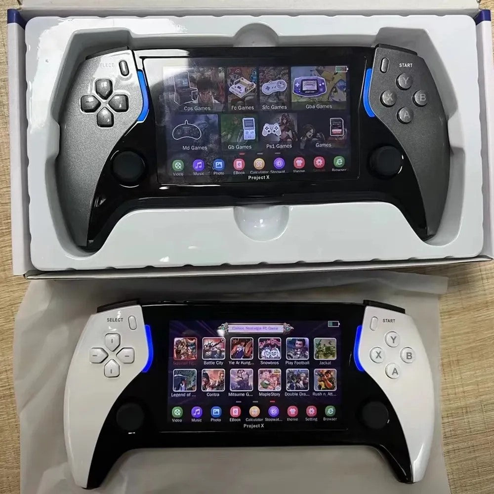 PROJECT-X Handheld Game Console | 4.3-Inch IPS Screen, 40,000+ Games Preinstalled, Portable HD Gaming with Multimedia Support | TV Connection, Long Battery Life