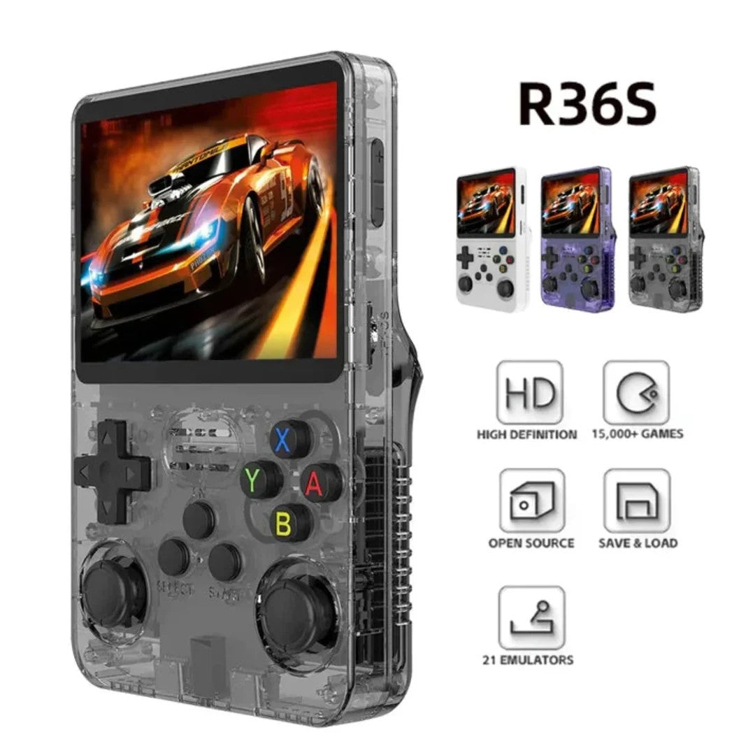 R36S Retro Handheld Game Console – 20,000+ Pre-Installed Games, 3.5-Inch IPS Display, 64GB Storage, Expandable to 256GB, Long Battery Life for Portable Retro Gaming