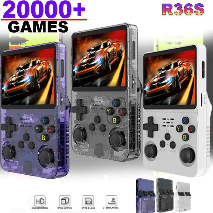 R36S Retro Handheld Game Console – 20,000+ Pre-Installed Games, 3.5-Inch IPS Display, 64GB Storage, Expandable to 256GB, Long Battery Life for Portable Retro Gaming