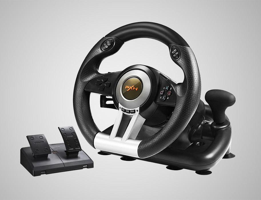 PXN V3 Pro Racing Wheel – 180-Degree Steering Wheel with Dual-Motor Feedback, Foldable Pedals, and Suction Mount