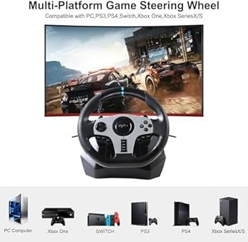 PXN V9 Racing Wheel – 270°/900° Steering Wheel with Pedals and 6-Speed Shifter for PC, PS4, Xbox Series X/S, and Nintendo Switch