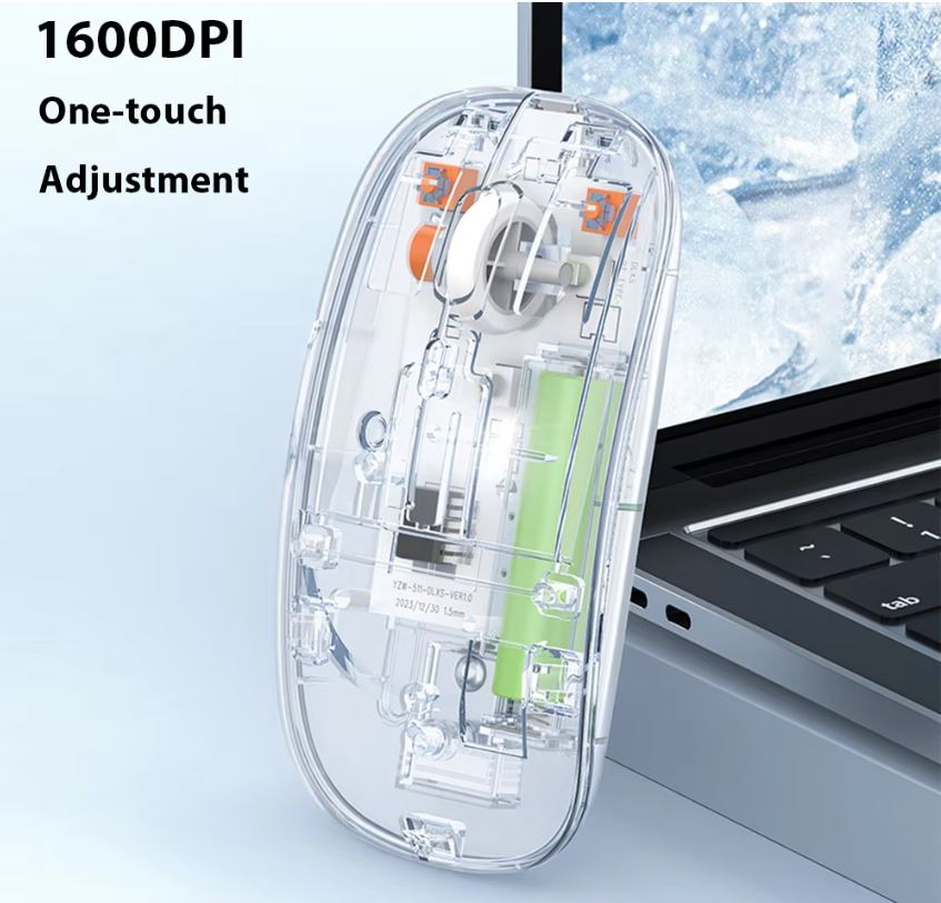 Transparent Triple Mode Bluetooth compatible 2.4G Wireless Mouse One-Click Desktop Type-C Rechargeable Silent Mice Mute | Dual Mode Bluetooth & 2.4GHz Wireless | Rechargeable, Silent Click, 3 Adjustable DPI Levels