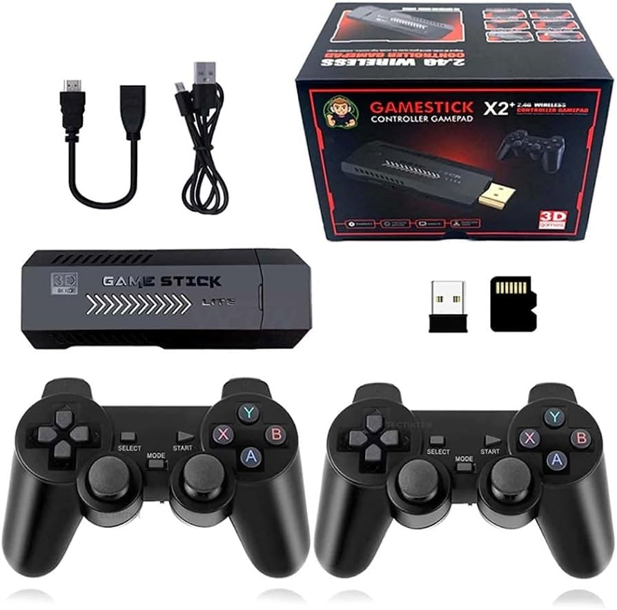 Game Stick X2 Plus 4K Retro Console | 37,000+ Games, Dual Wireless Controllers, 30+ Emulators | Plug-and-Play HDMI, 64GB Internal Storage, 120Hz Refresh Rate for PS1, N64, Dreamcast